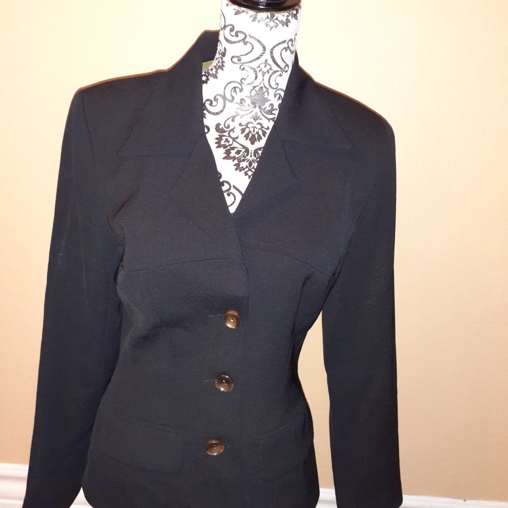 GO  2 pc. Black skirt suit size 6      Jacket and Long Skirt